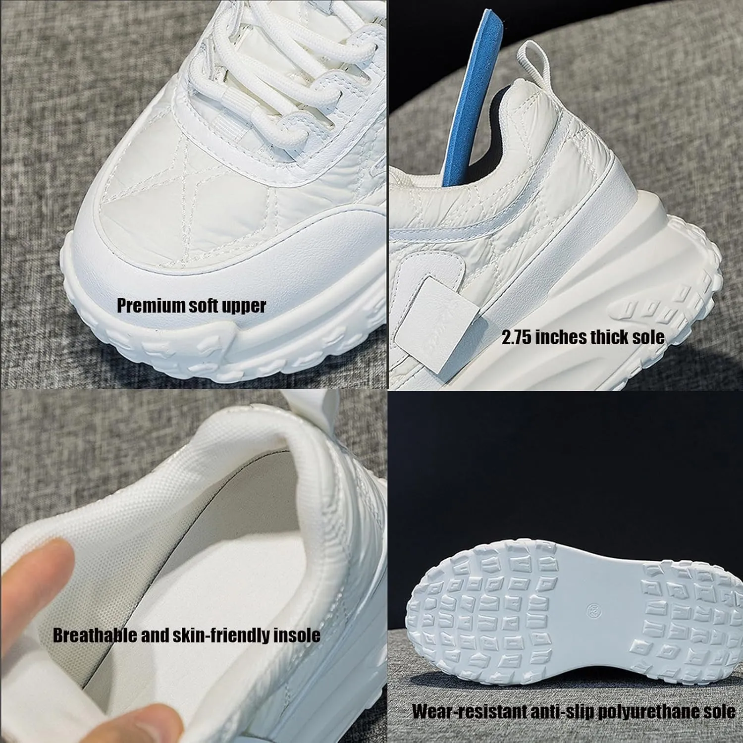 Women's Platform Increase Fashion Sneakers,Comfy Low Hidden Wedge Lightweight Casual Anti-Slip Running Sneakers Outdoor Lace Up Slip-on Leather Patchwork Breathable Mesh Walking Shoes