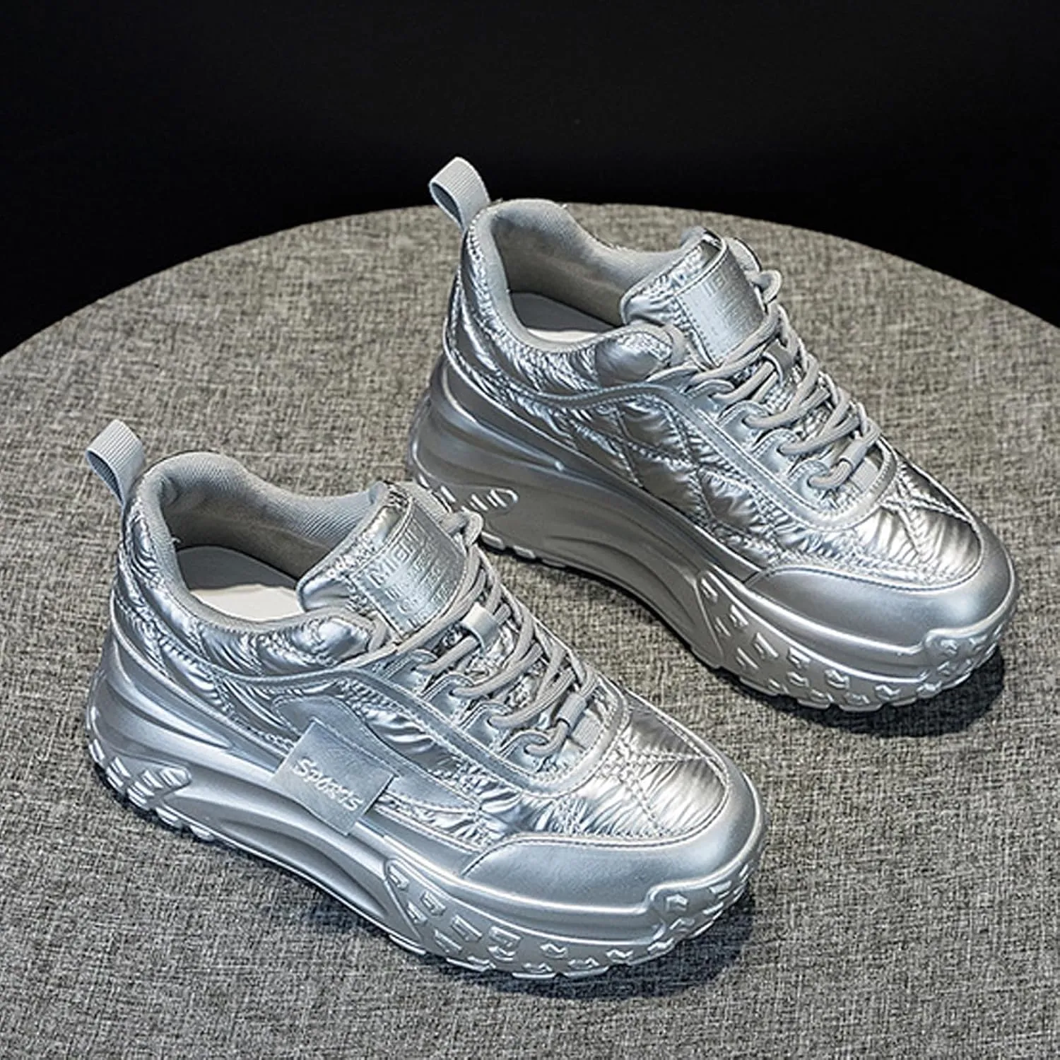 Women's Platform Increase Fashion Sneakers,Comfy Low Hidden Wedge Lightweight Casual Anti-Slip Running Sneakers Outdoor Lace Up Slip-on Leather Patchwork Breathable Mesh Walking Shoes