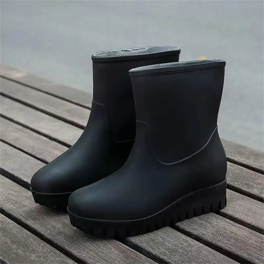 Women's Platform Wedges High Top Rain Shoes Soft Sole Non Slip Waterproof Detachable Cotton Work Shoe