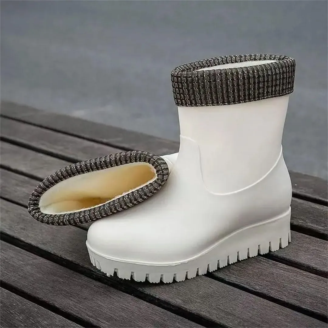 Women's Platform Wedges High Top Rain Shoes Soft Sole Non Slip Waterproof Detachable Cotton Work Shoe