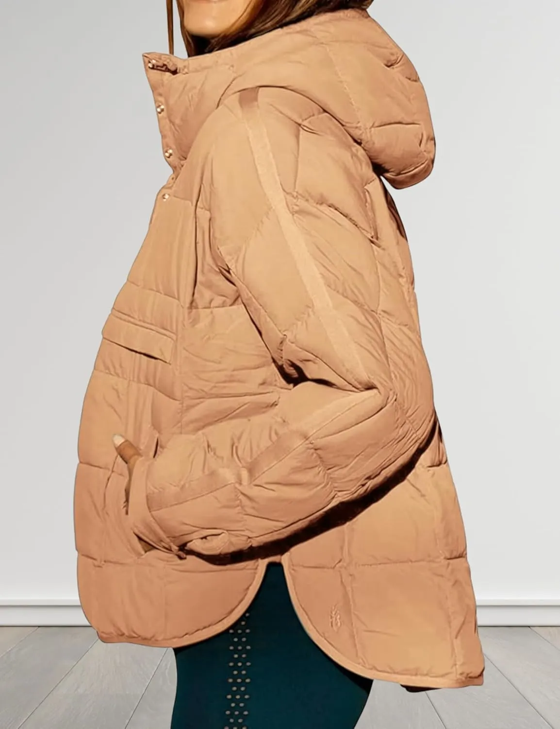 Women's Pullover Puffer Jacket Hooded Oversized Lightweight Quilted Jacket Winter Warm Padded Coat