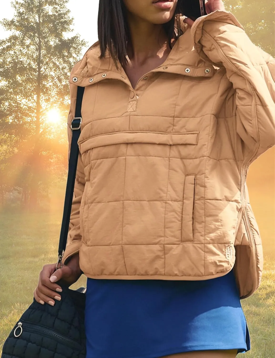 Women's Pullover Puffer Jacket Hooded Oversized Lightweight Quilted Jacket Winter Warm Padded Coat