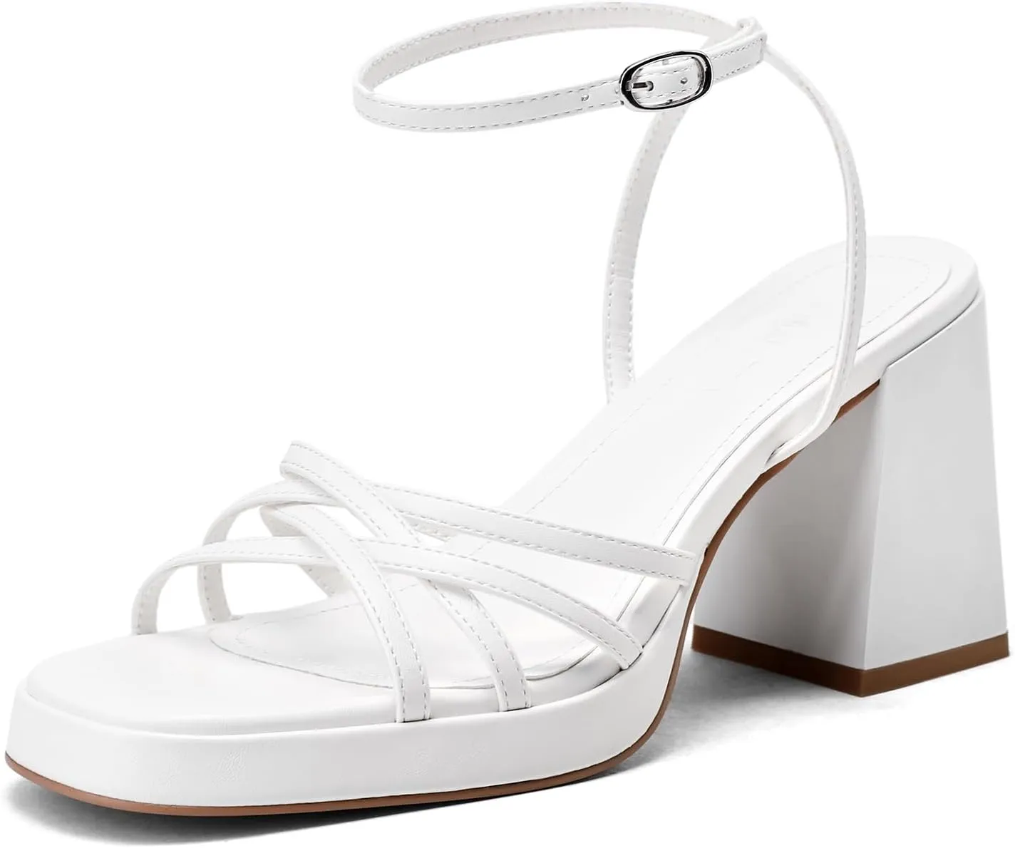 Women's Rhinestone Sparkling Heeled Sandals, Ankle-Strap Pin-Buckled Block Heel Gold Square-Toe Sandals, Dress-Up Summer Ball Party Dress Shoes