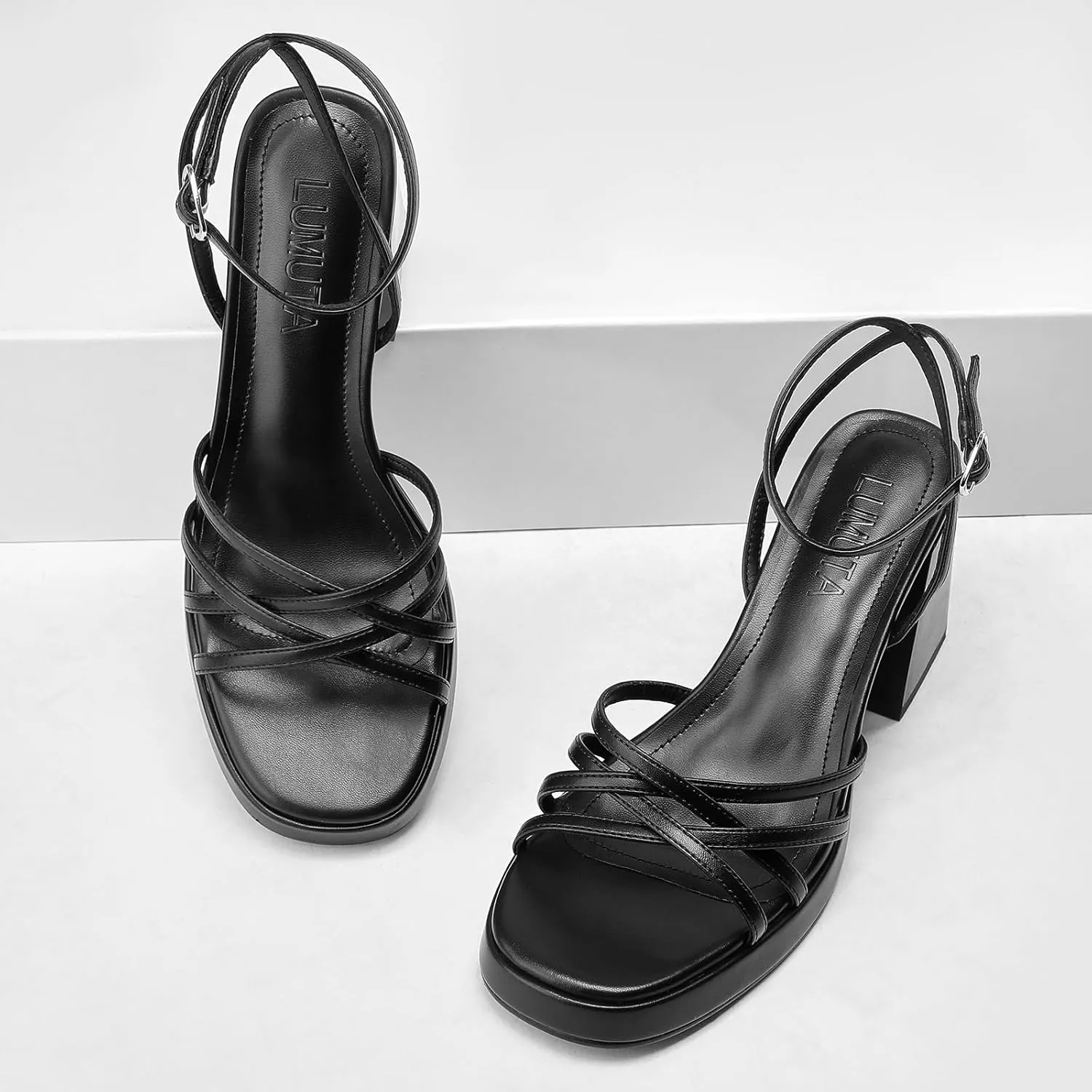 Women's Rhinestone Sparkling Heeled Sandals, Ankle-Strap Pin-Buckled Block Heel Gold Square-Toe Sandals, Dress-Up Summer Ball Party Dress Shoes