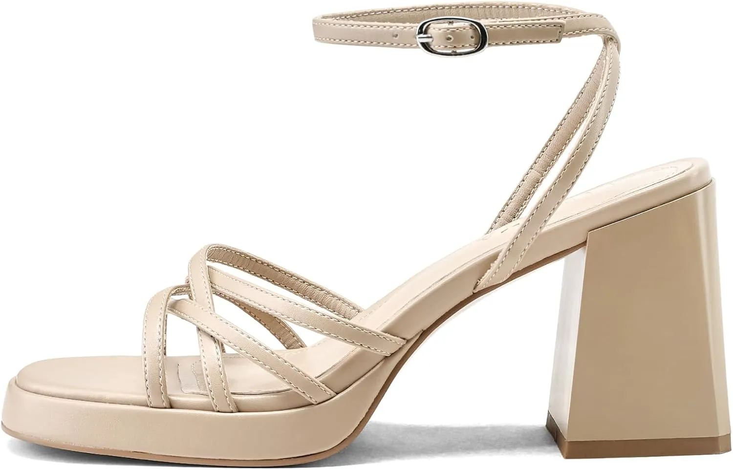 Women's Rhinestone Sparkling Heeled Sandals, Ankle-Strap Pin-Buckled Block Heel Gold Square-Toe Sandals, Dress-Up Summer Ball Party Dress Shoes