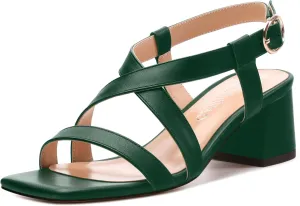Womens Sandals Buckle Adjustable Strap Square Open Toe Chunky Heels Fashion Solid Matte Sandals