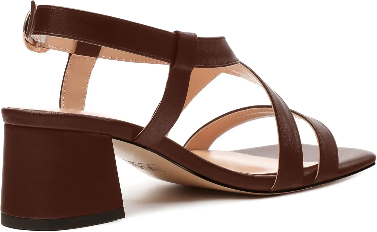 Womens Sandals Buckle Adjustable Strap Square Open Toe Chunky Heels Fashion Solid Matte Sandals
