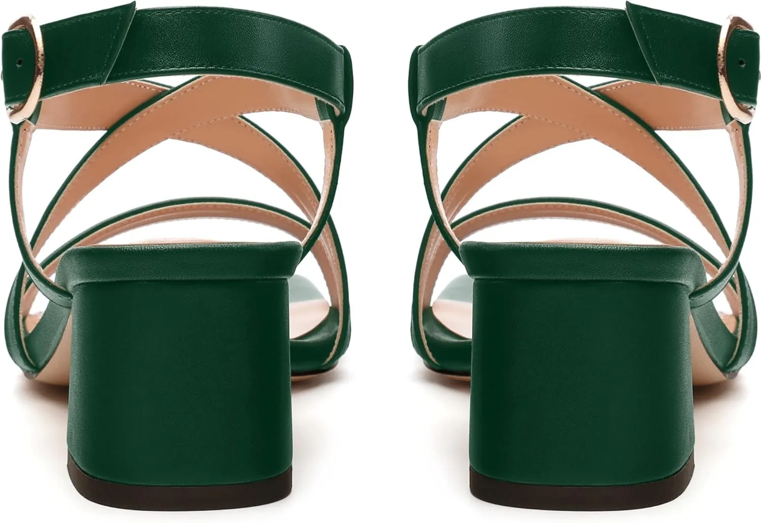 Womens Sandals Buckle Adjustable Strap Square Open Toe Chunky Heels Fashion Solid Matte Sandals