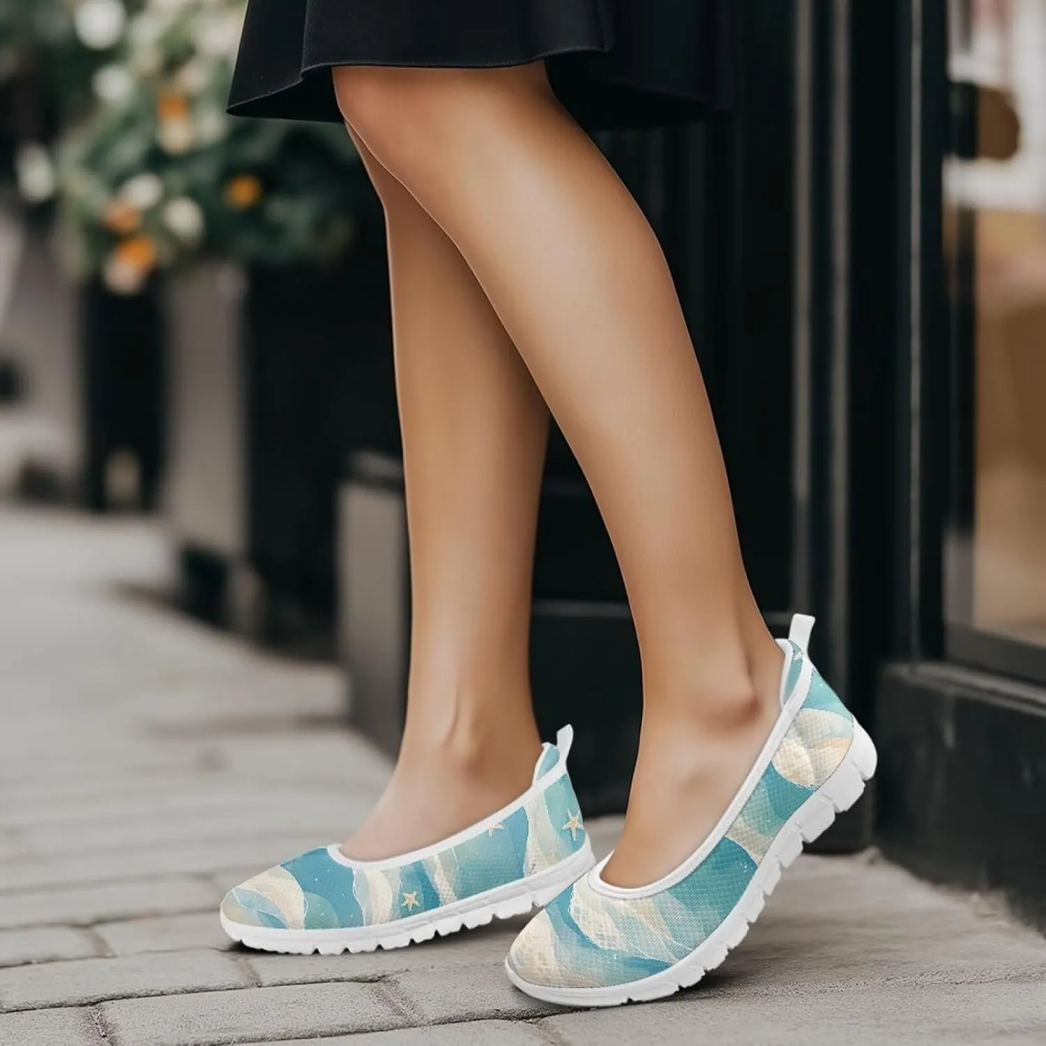 Womens Slip on Shoes Lightweight Printed Walking Shoes Stylish Loafers Non Slip Flat Shoes Low-top Casual Shoes SizeUS 6-11