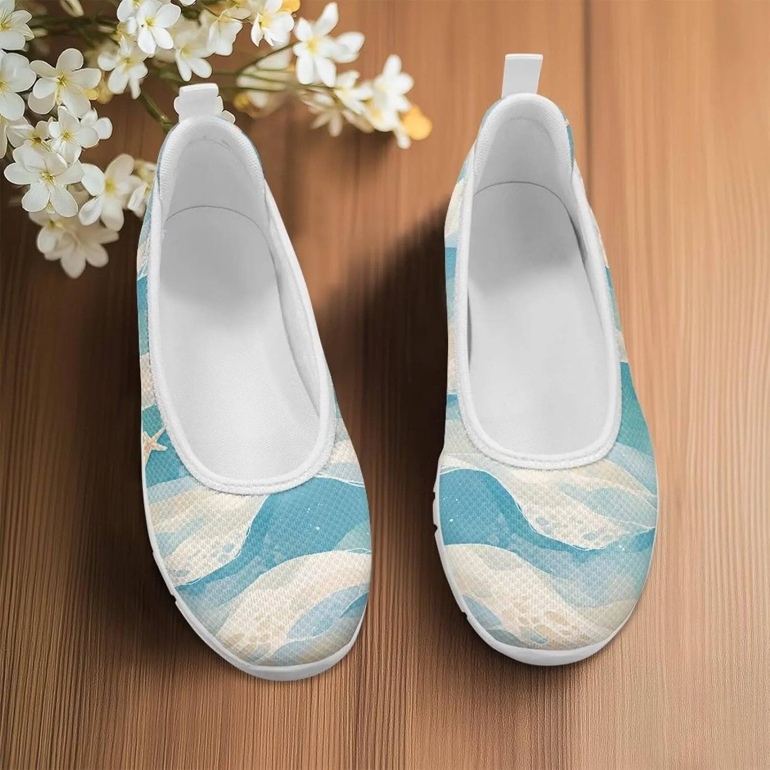 Womens Slip on Shoes Lightweight Printed Walking Shoes Stylish Loafers Non Slip Flat Shoes Low-top Casual Shoes SizeUS 6-11