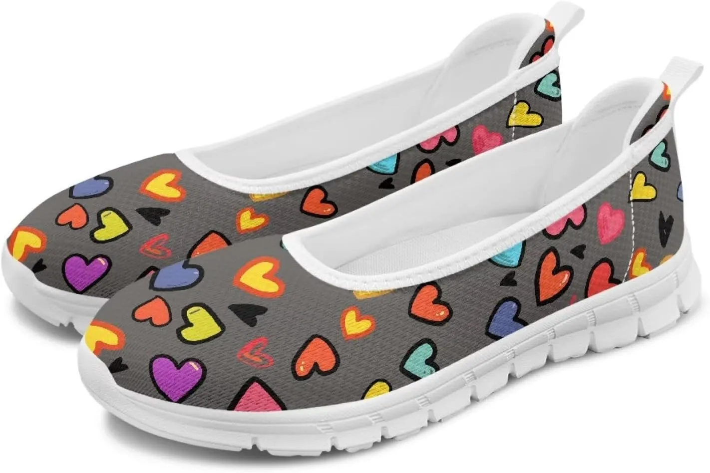 Womens Slip on Shoes Lightweight Printed Walking Shoes Stylish Loafers Non Slip Flat Shoes Low-top Casual Shoes SizeUS 6-11