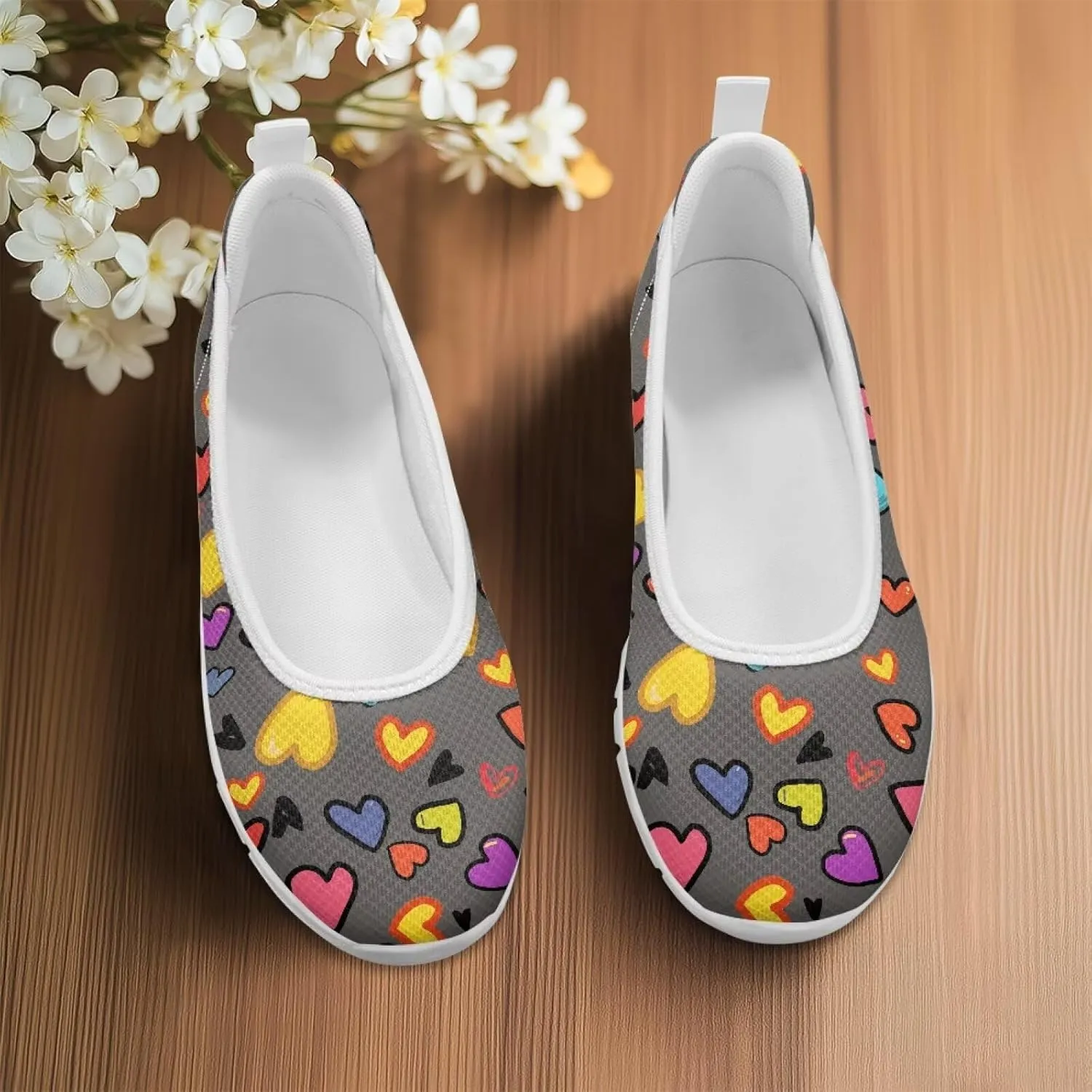 Womens Slip on Shoes Lightweight Printed Walking Shoes Stylish Loafers Non Slip Flat Shoes Low-top Casual Shoes SizeUS 6-11