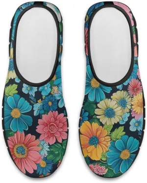 Womens Slip On Walking Shoes Ladies Art Print Tennis Shoes Wide