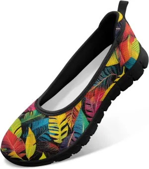 Women's Slip-On Walking Shoes Stylish Floral Casual Loafers Lightweight Comfortable Travel Footwear SizeUS 6-11 Black Sole