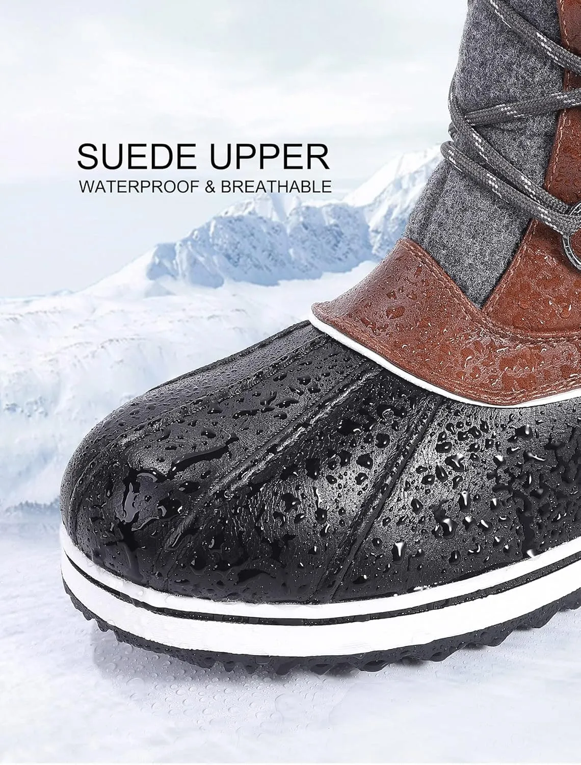 Women's Snow Boots, Women Waterproof Mid Calf, Anti-slip Outdoor Warm Duck Boot for Winter