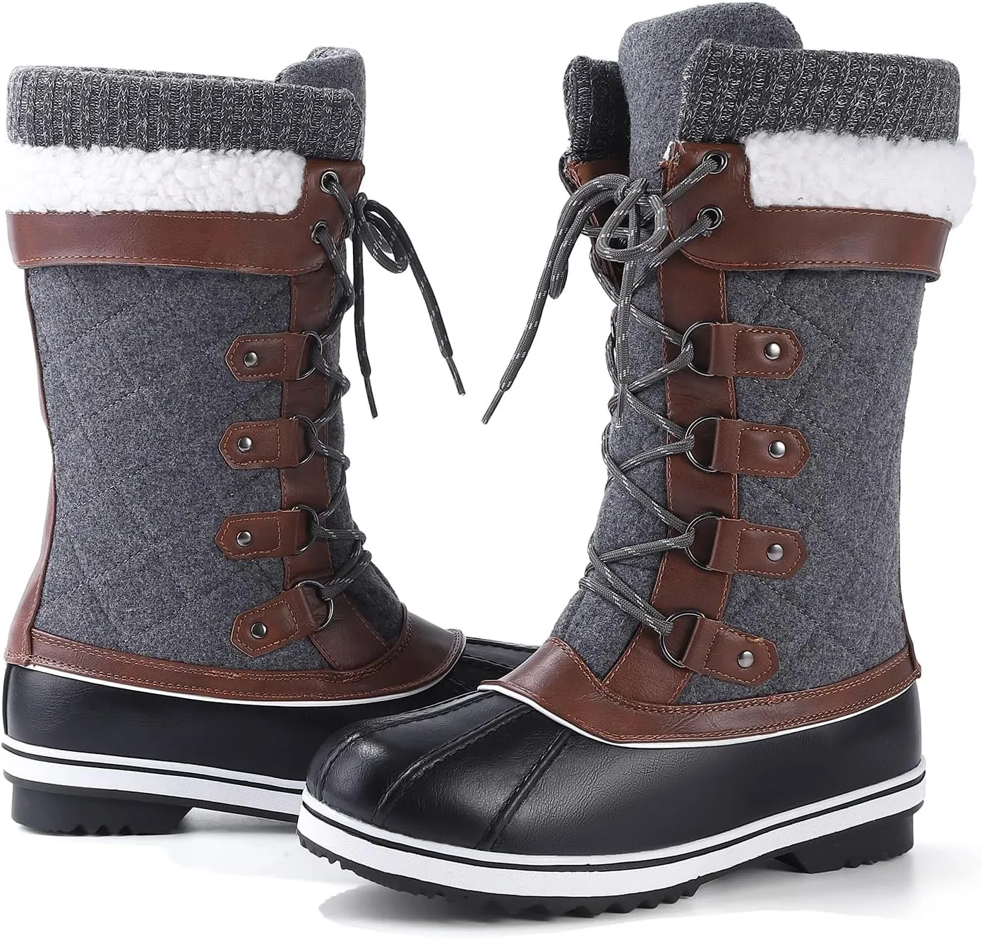 Women's Snow Boots, Women Waterproof Mid Calf, Anti-slip Outdoor Warm Duck Boot for Winter