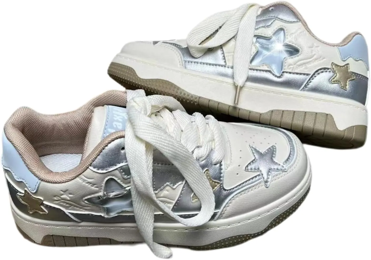 Women's Star Chunky Sneakers Y2k Aesthetic Cute Unique Comfort Casual Walking Creamy Stylish Platform Shoes for Sports