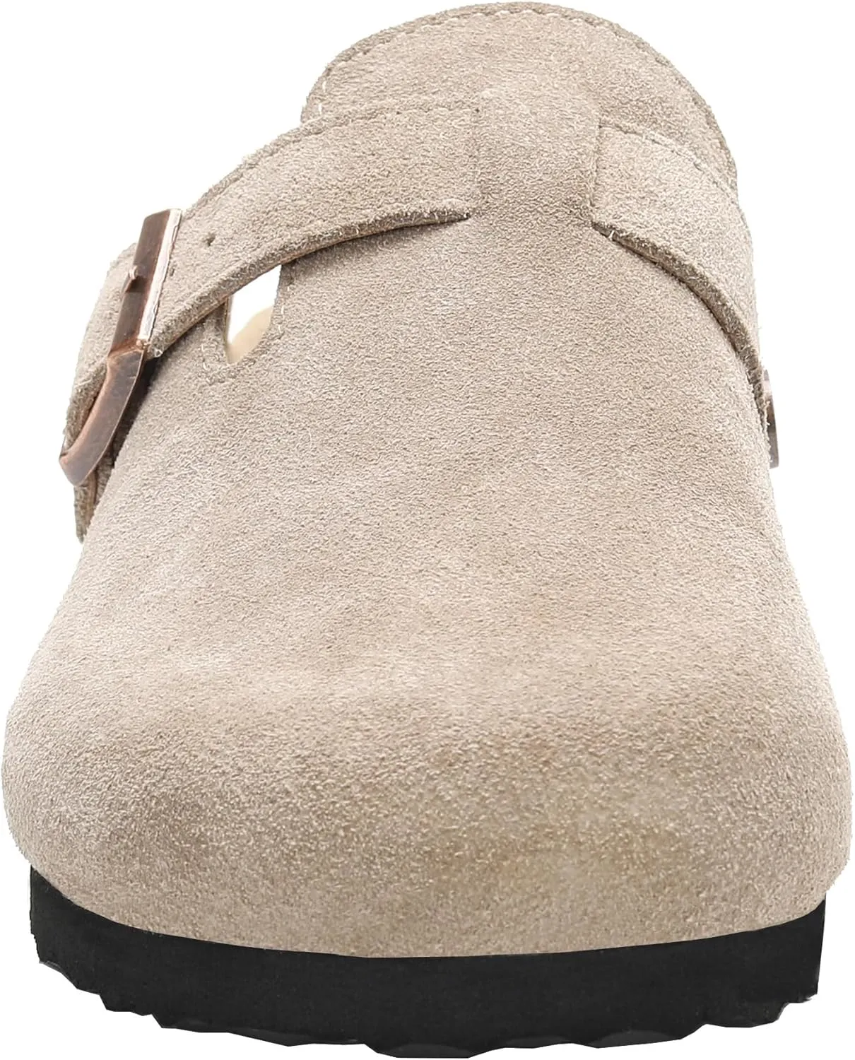 Women's Suede Clogs Men's Leather Mules Cork Footbed Sandals Slip-on Potato Shoes with Arch Support