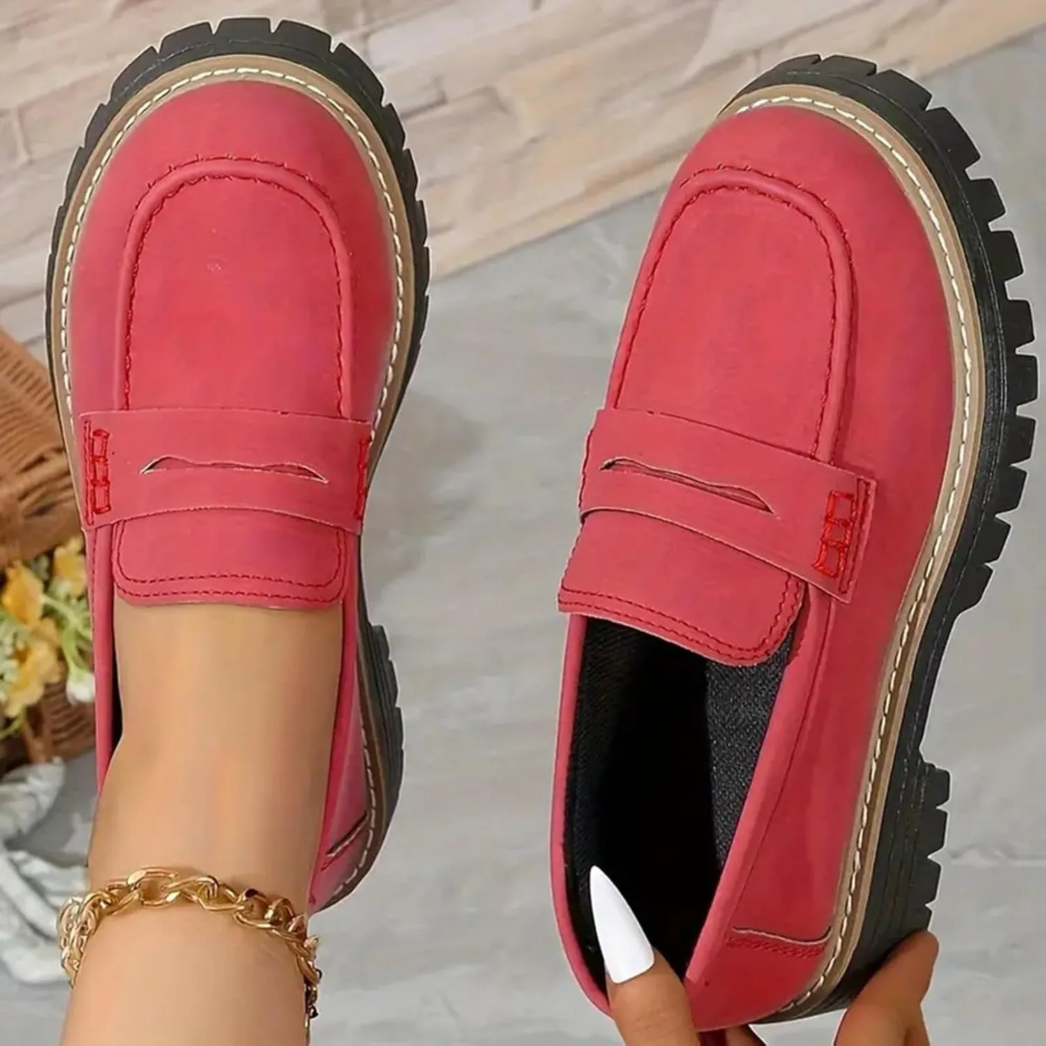 Women's Suede Penny Loafer Comfort Driving Moccasins Casual Slip-Ons Loafer Flats Business Work Shoes