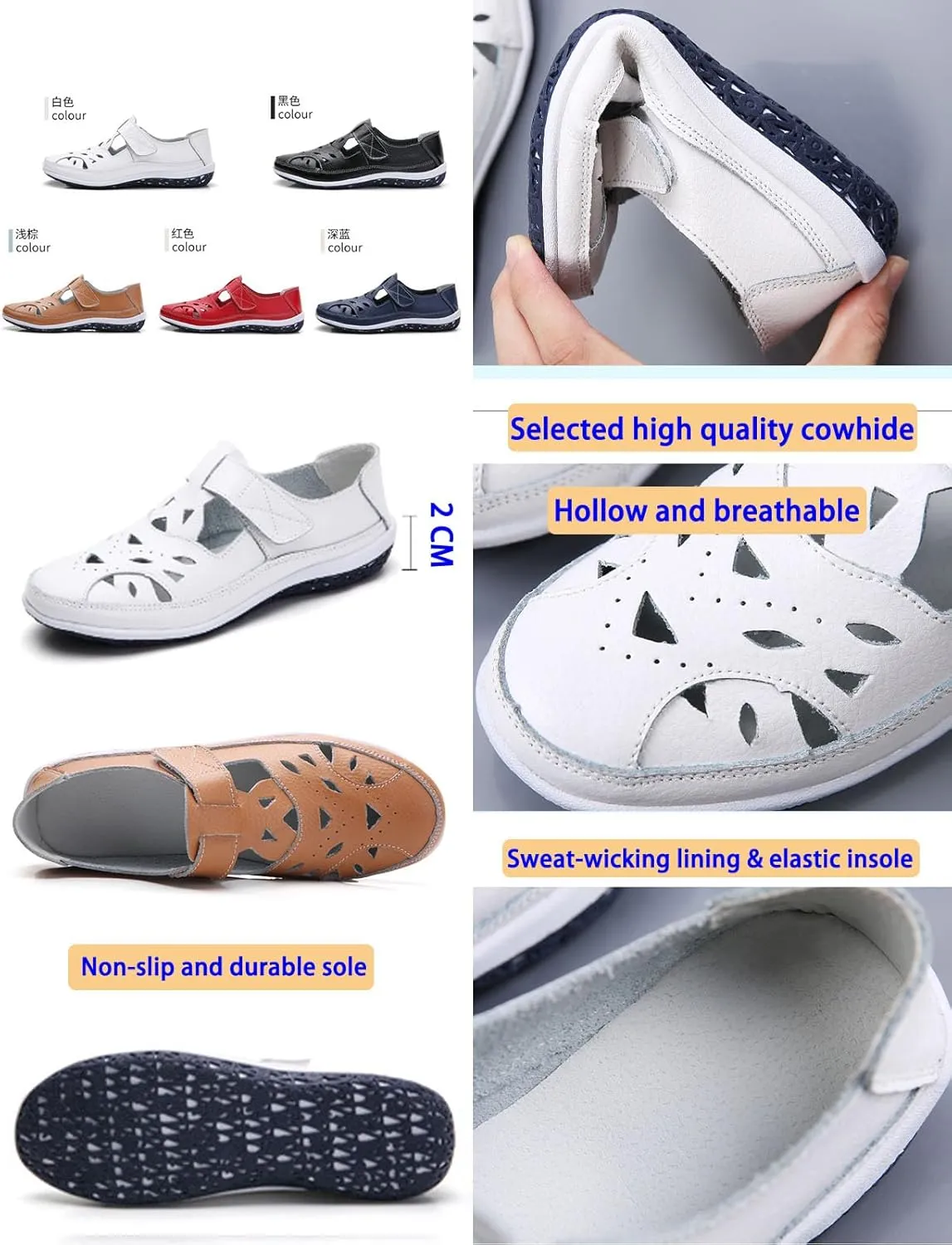 Women's Summer Closed-Toe Leather Sandals,Hollow Breathe Comfy Softsole Boho Gladiator Casual Beach Fisherman Sandal