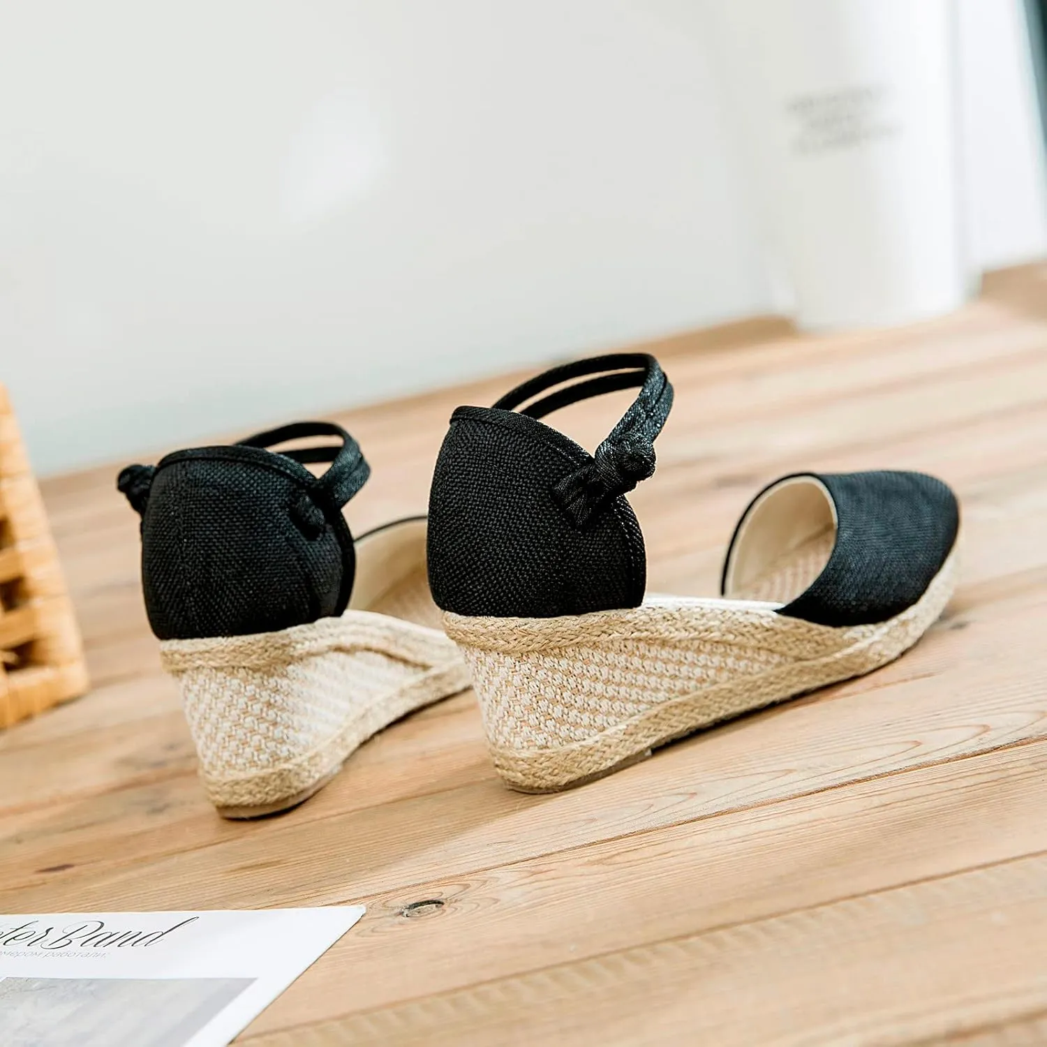 Women's Summer Strappy Sandals Closed Toe Braided Wedge Heel Platform Sandal Comfort Walking Bohemian Shoes for Women