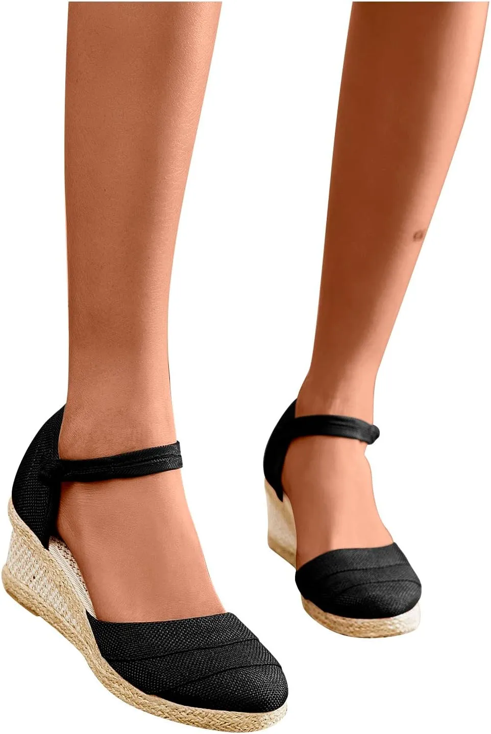 Women's Summer Strappy Sandals Closed Toe Braided Wedge Heel Platform Sandal Comfort Walking Bohemian Shoes for Women