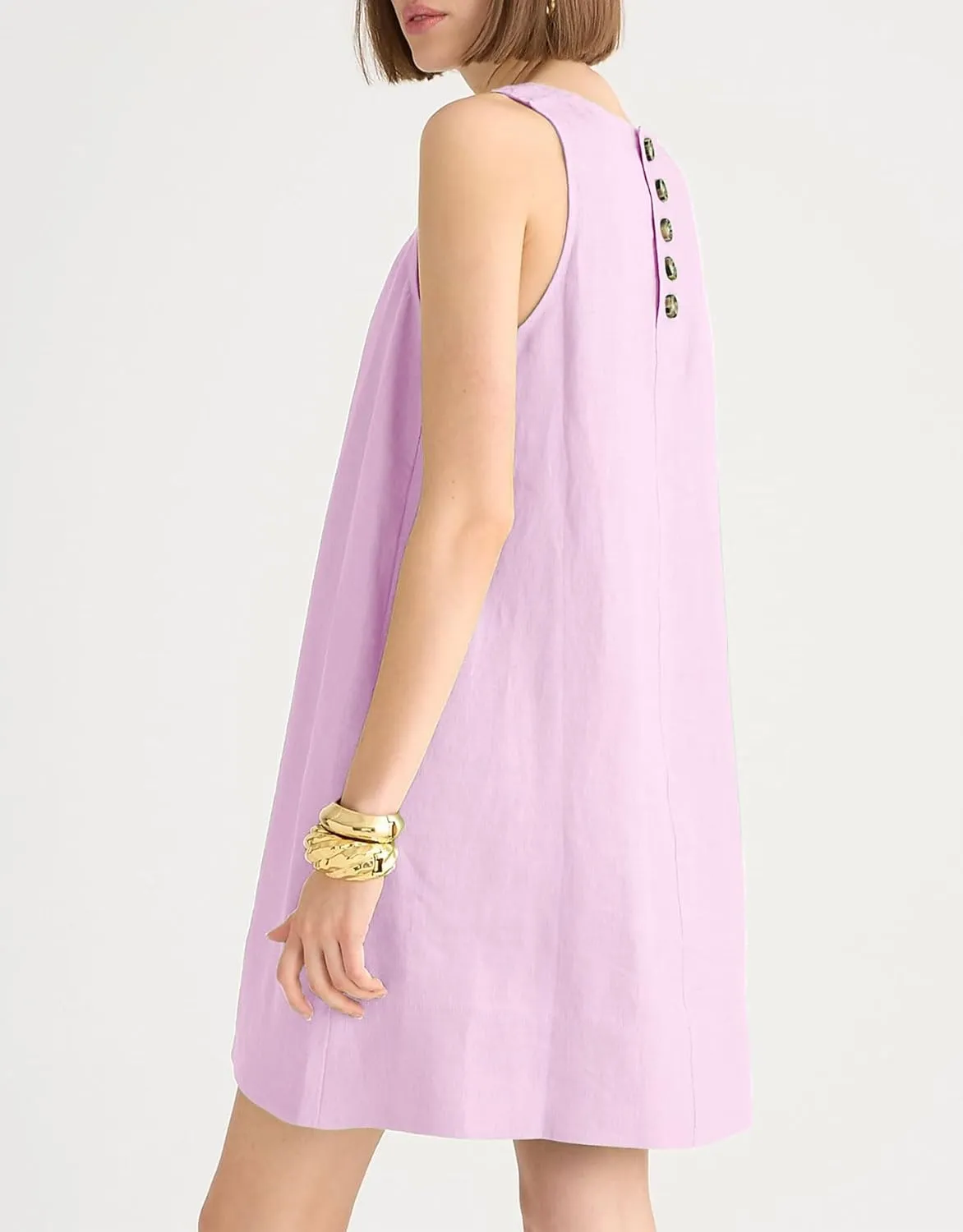 Womens Summer Tank Dress Casual Sleeveless Tunic Shift Linen Dress Smocked Sundresses