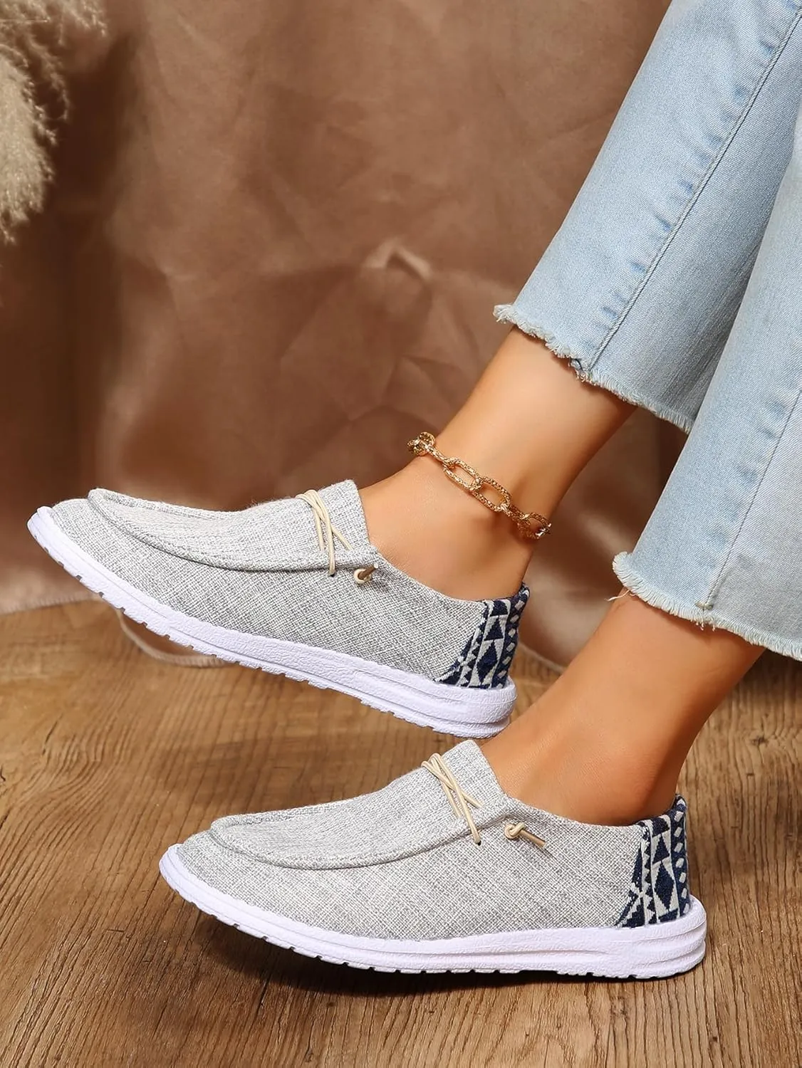 Women's Sunflower Print Canvas Casual Loafers Comfortable Light Weight Slip On Ultralight Sole Wide Boat Shoes Casual Lightweight Black Lace-Up Walking Flat Deck Shoes for Work and Traveling