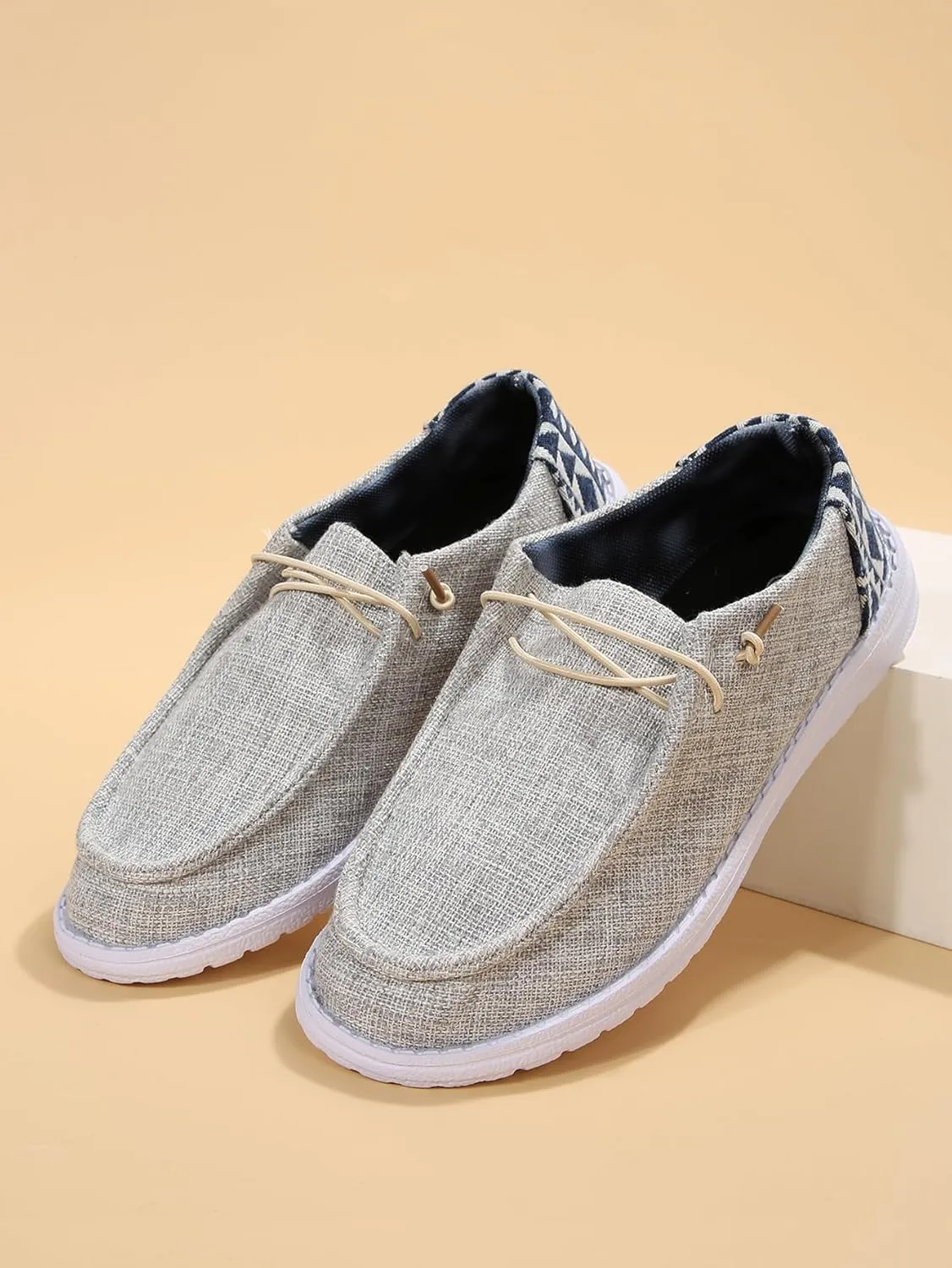 Women's Sunflower Print Canvas Casual Loafers Comfortable Light Weight Slip On Ultralight Sole Wide Boat Shoes Casual Lightweight Black Lace-Up Walking Flat Deck Shoes for Work and Traveling