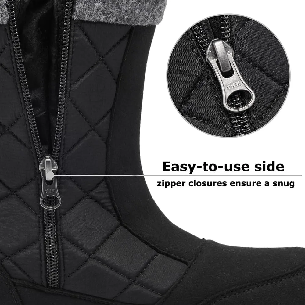 Women's Waterproof Winter Snow Boots Warm Comfortable with Side Zipper - 2024 Fashion Lightweight Hiking boots for Cold Weather Insulated Mid Calf Military Booties