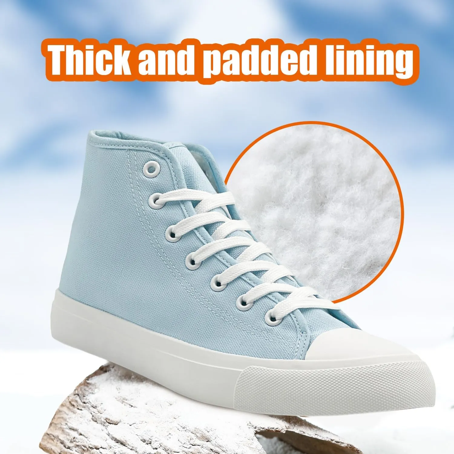 Womens Winter Snow Boots High Top Warm Canvas with Fur Lined Ankle Winter Sneakers