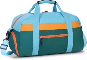 WOOMADA Travel Duffle Bag, Weekend Bag with Wet Pocket & Trolley Sleeve, Overnight Bag With Shoe Compartment, Fit for Sports Practice, Travel and Gifts(green blue)