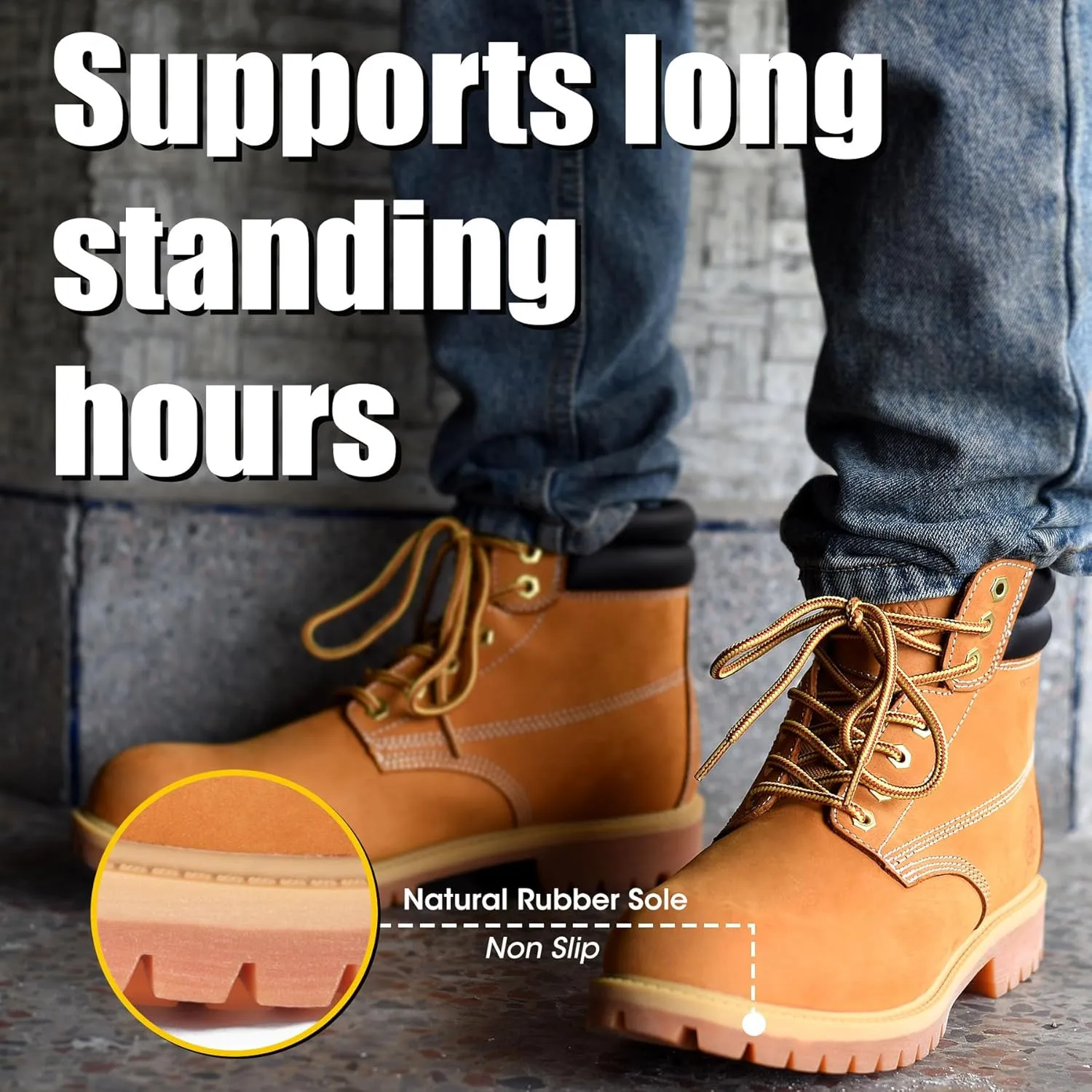 Work Boots For Men Steel/Soft Toe Non Slip Rubber Sole Resistant Utility Oil Mens Industrial Construction Boots