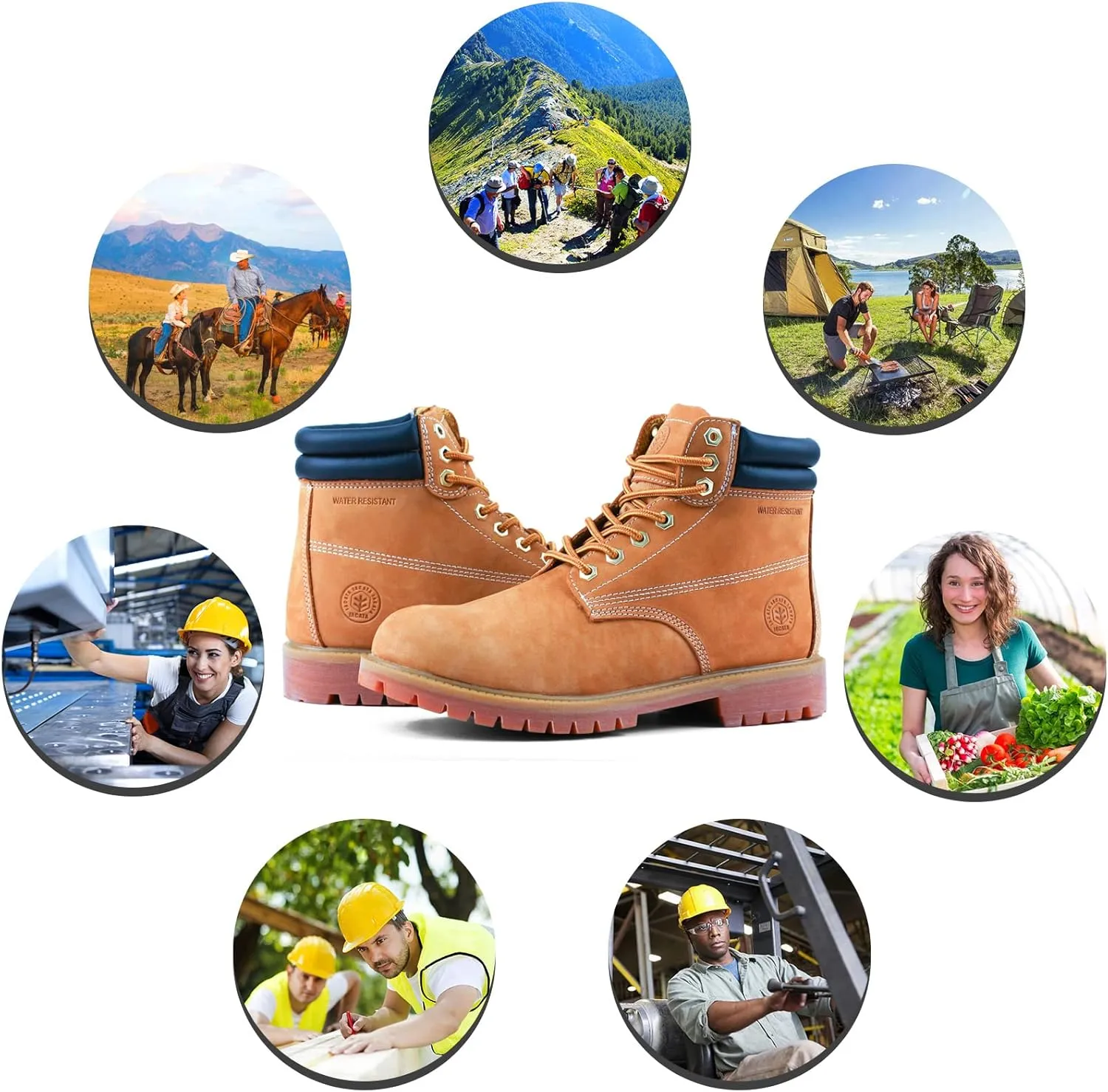 Work Boots For Men Steel/Soft Toe Non Slip Rubber Sole Resistant Utility Oil Mens Industrial Construction Boots