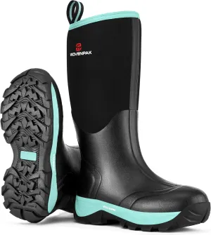 WOVENPAK Rubber Boots for Women, Waterproof Rain Boots Women with Steel Shank, Insulated Hunting Boots, Neoprene Garden Mud Boots All Season for Hunting, Gardening, Farming, Size 6-11