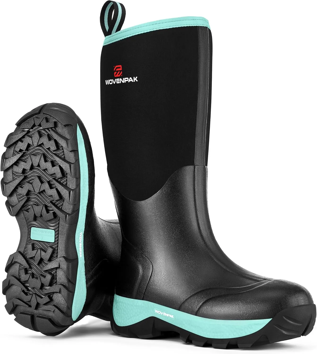 WOVENPAK Rubber Boots for Women, Waterproof Rain Boots Women with Steel Shank, Insulated Hunting Boots, Neoprene Garden Mud Boots All Season for Hunting, Gardening, Farming, Size 6-11