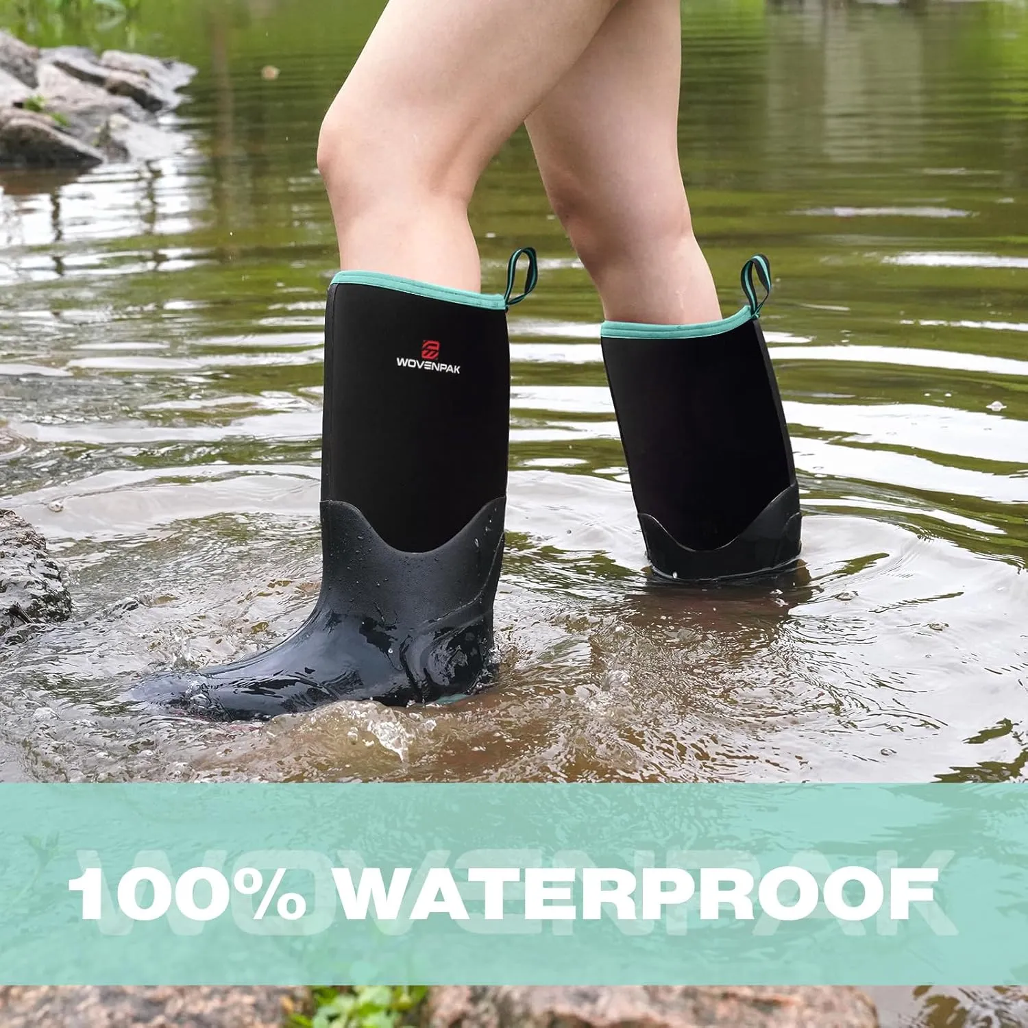 WOVENPAK Rubber Boots for Women, Waterproof Rain Boots Women with Steel Shank, Insulated Hunting Boots, Neoprene Garden Mud Boots All Season for Hunting, Gardening, Farming, Size 6-11