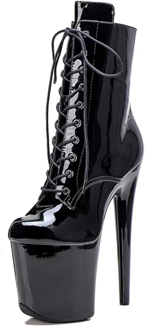 WUXIN H&P 8 Inch Pole Dance Boot Shoes, Exotic Stiletto Platform Heels