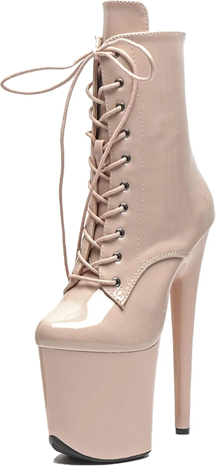 WUXIN H&P 8 Inch Pole Dance Boot Shoes, Exotic Stiletto Platform Heels