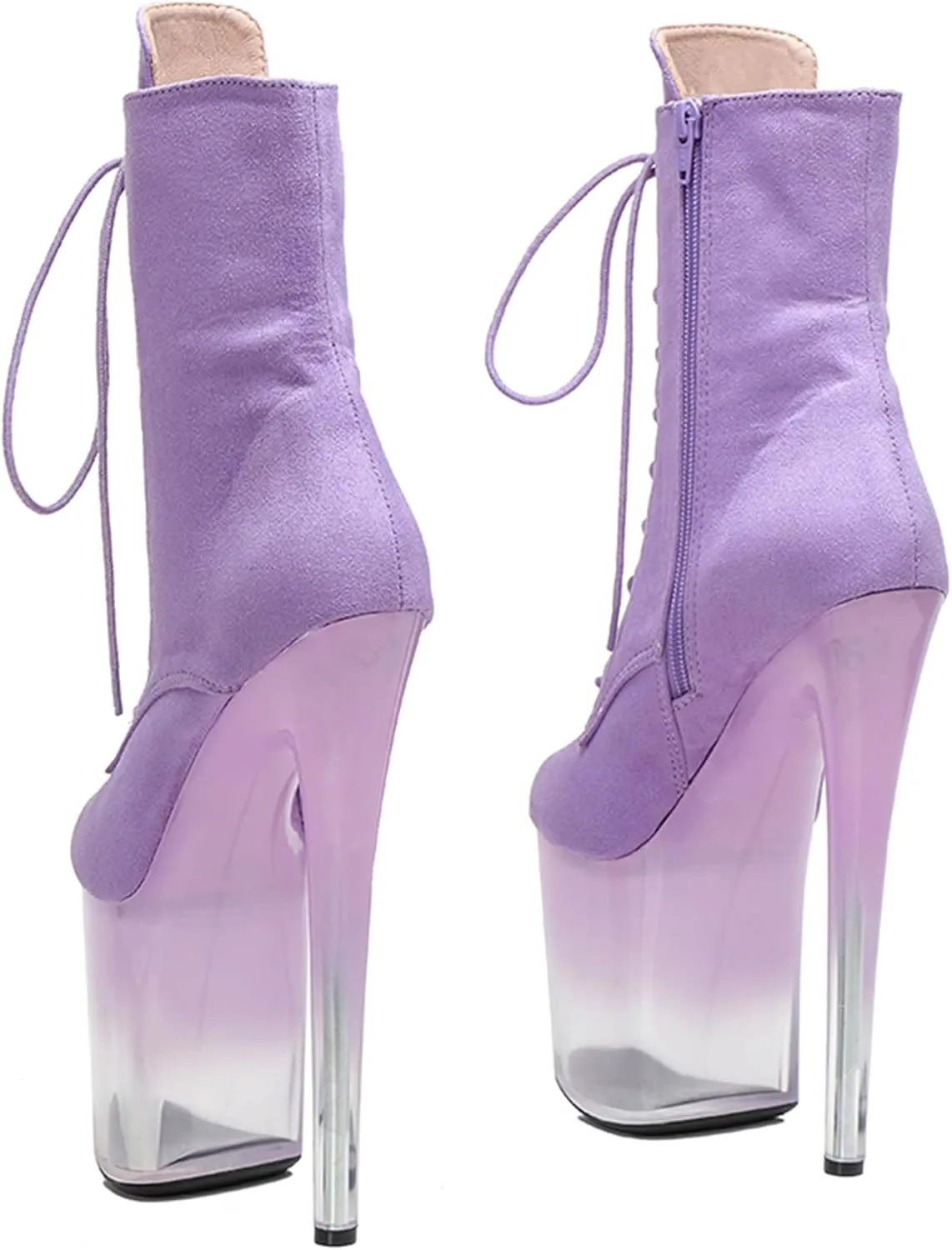 WUXIN H&P Women 8 Inch Pole Dancing Ankle Boots Lace-up Platform Stiletto Exotic High Heel Shoes