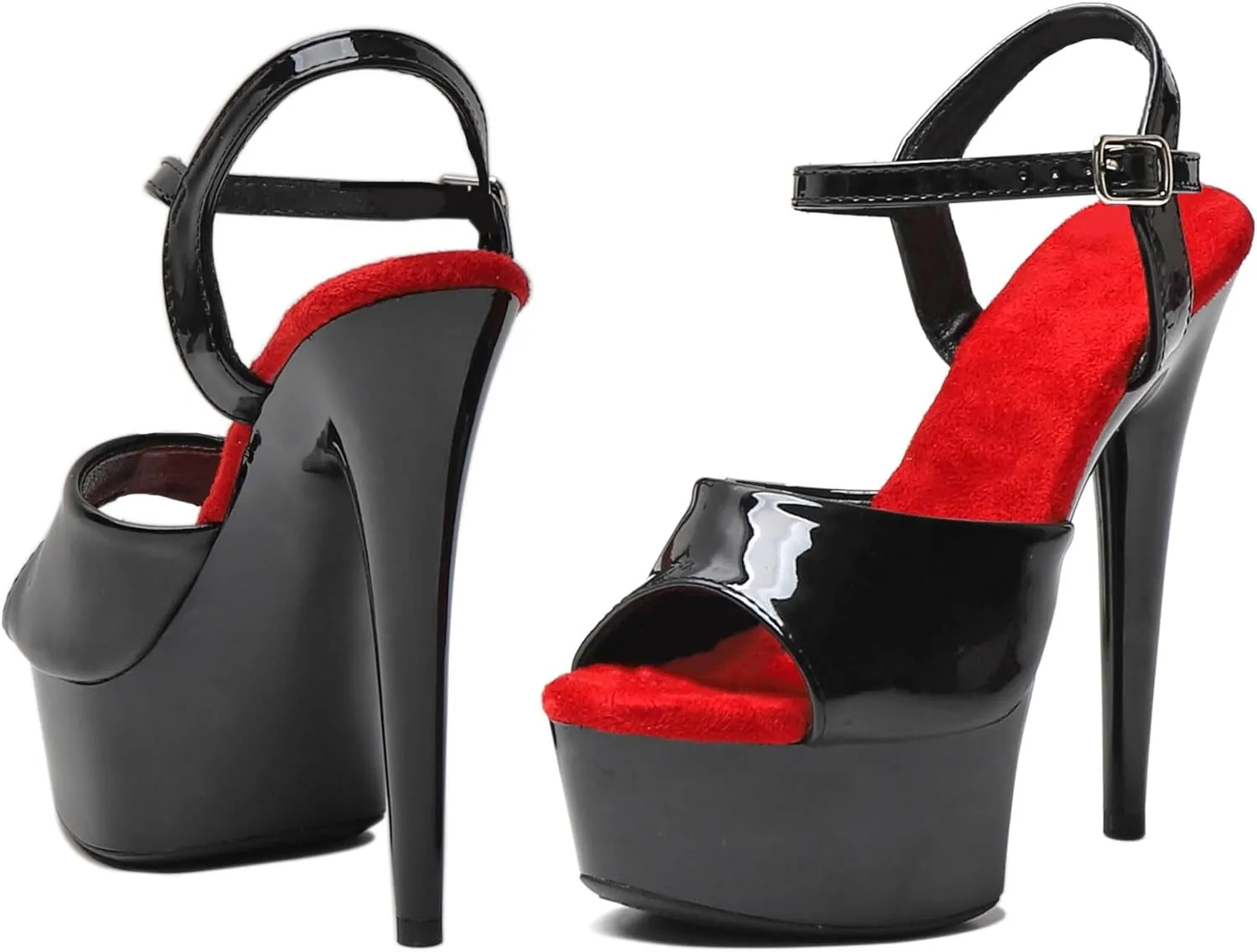 WUXIN H&P Women's 6 in Platform Sandal Heels With Ankle-Strap - Sexy Pole Dance High Heel, 15 cm Exotic Dancer Shoes Stiletto