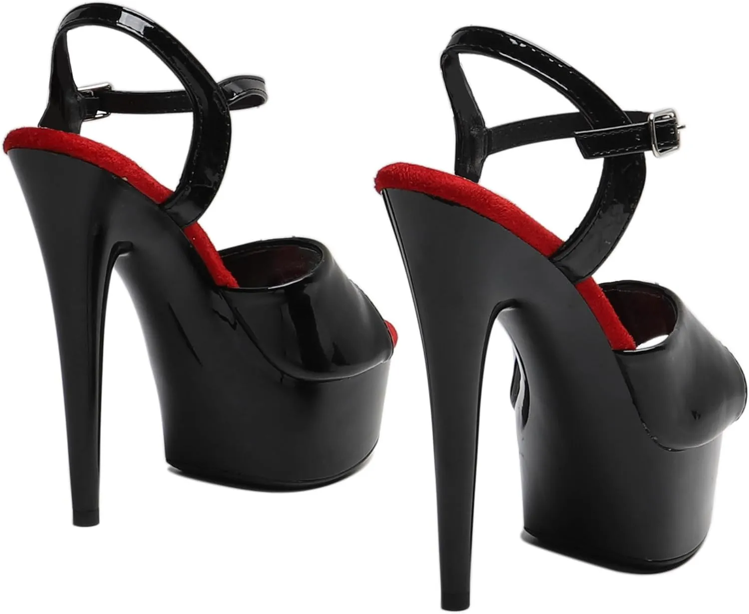 WUXIN H&P Women's 6 in Platform Sandal Heels With Ankle-Strap - Sexy Pole Dance High Heel, 15 cm Exotic Dancer Shoes Stiletto