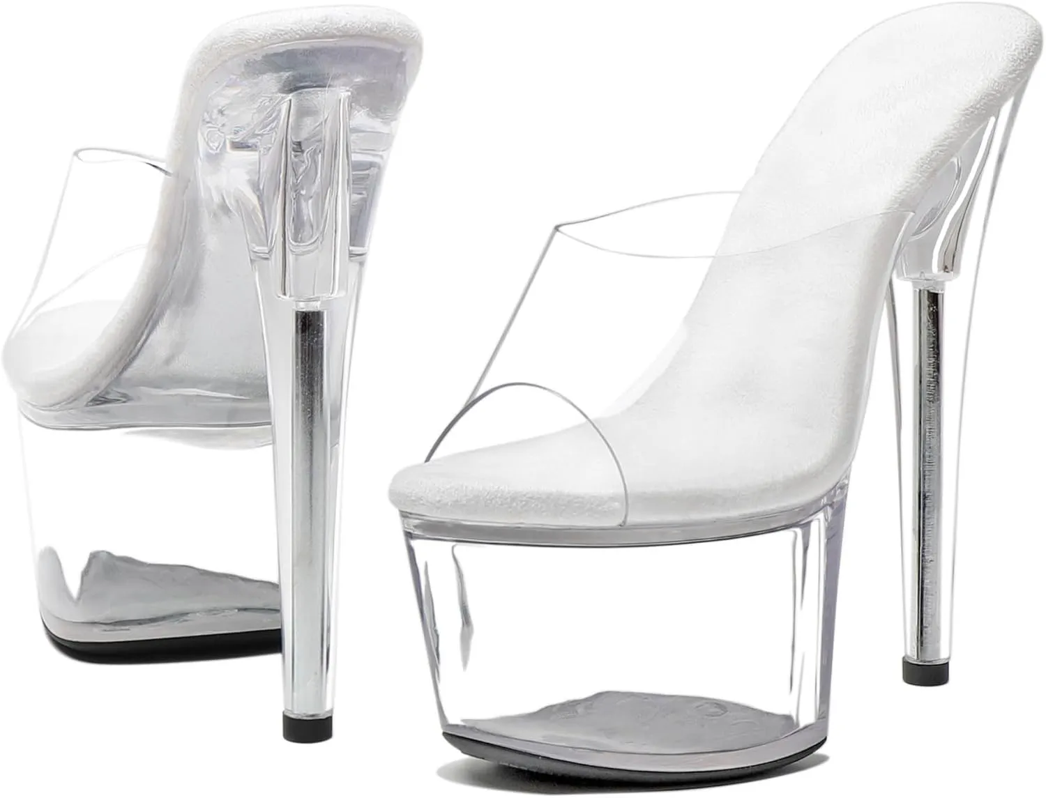 WUXIN H&P Women's 7 in Clear Platform Sandal Heels Sexy, 7 in Pole Dance High Heel Clear Platform, 17 cm Exotic Platform Pole Dancer Heels Shoes Stiletto