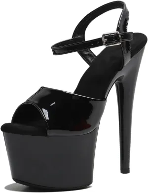 WUXIN H&P Women's 7 in Platform Sandal Heels With Ankle-Strap - Sexy Pole Dance High Heel Shoes for Exotic Dancers - 17 cm Stiletto