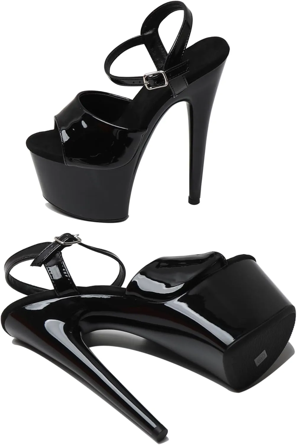 WUXIN H&P Women's 7 in Platform Sandal Heels With Ankle-Strap - Sexy Pole Dance High Heel Shoes for Exotic Dancers - 17 cm Stiletto
