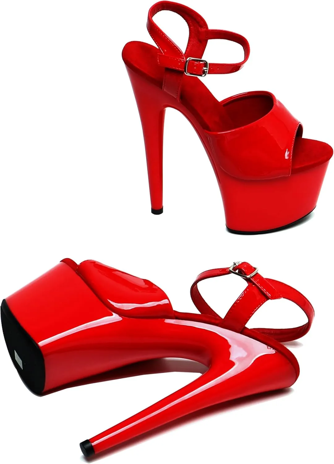 WUXIN H&P Women's 7 in Platform Sandal Heels With Ankle-Strap - Sexy Pole Dance High Heel Shoes for Exotic Dancers - 17 cm Stiletto
