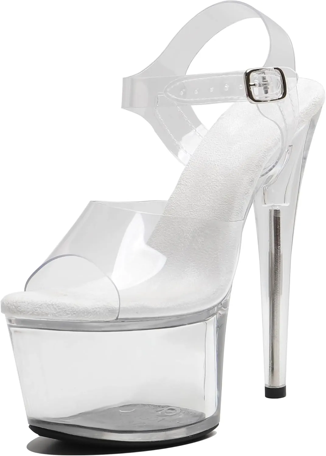 WUXIN H&P Women's 7 Inch Clear Platform Heels - Ankle-Strap Sexy Pole Dance High Heel, Exotic Dancer Shoes Stiletto 6-8 Inch