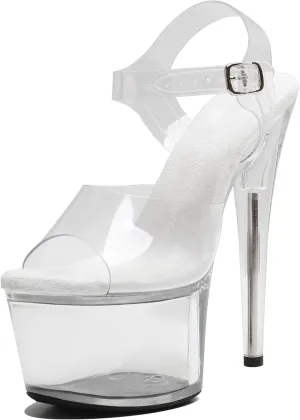 WUXIN H&P Women's 7 Inch Clear Platform Heels - Ankle-Strap Sexy Pole Dance High Heel, Exotic Dancer Shoes Stiletto 6-8 Inch