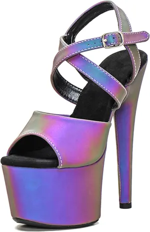 WUXIN H&P Women's 7 Inch Platform Heels Ankle-Strap Sexy Pole Dance High Heel Platform Sandal