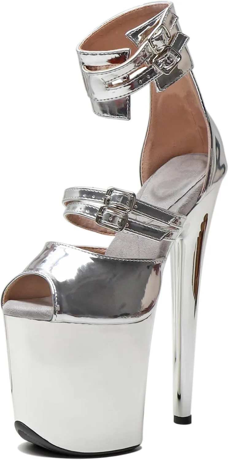 WUXIN H&P Women's 8 in Platform Heels Ankle-Strap Sexy, 8 in Pole Dance High Heel Platform, 20 cm Exotic Platform Pole Dancer Heels Shoes Stiletto